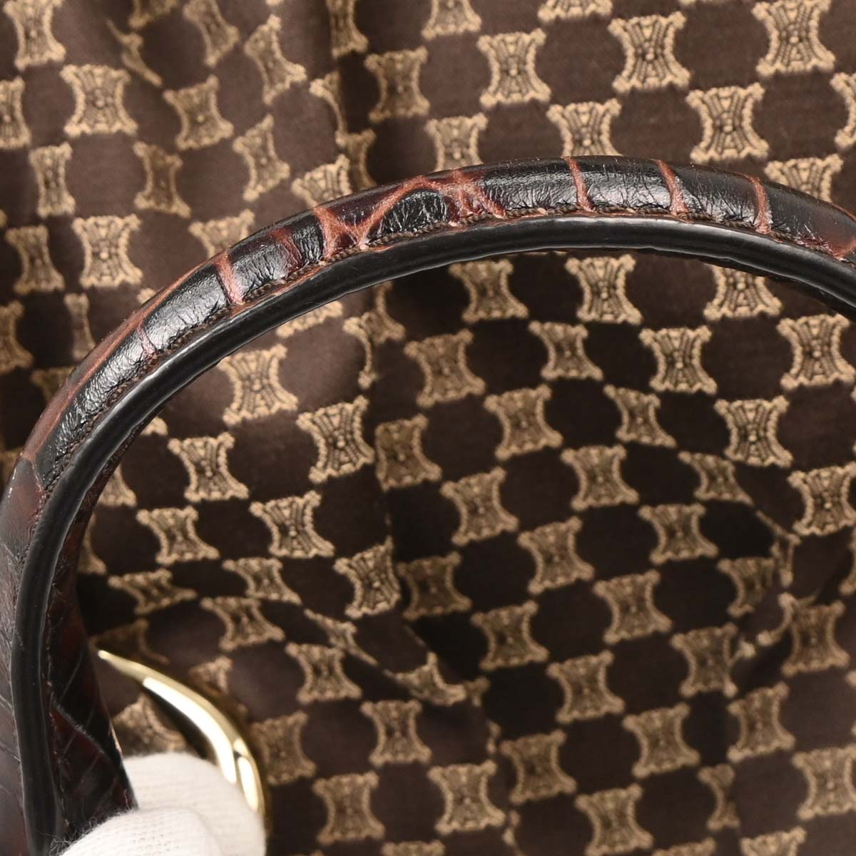 Celine Brown Canvas Macadam Handbag