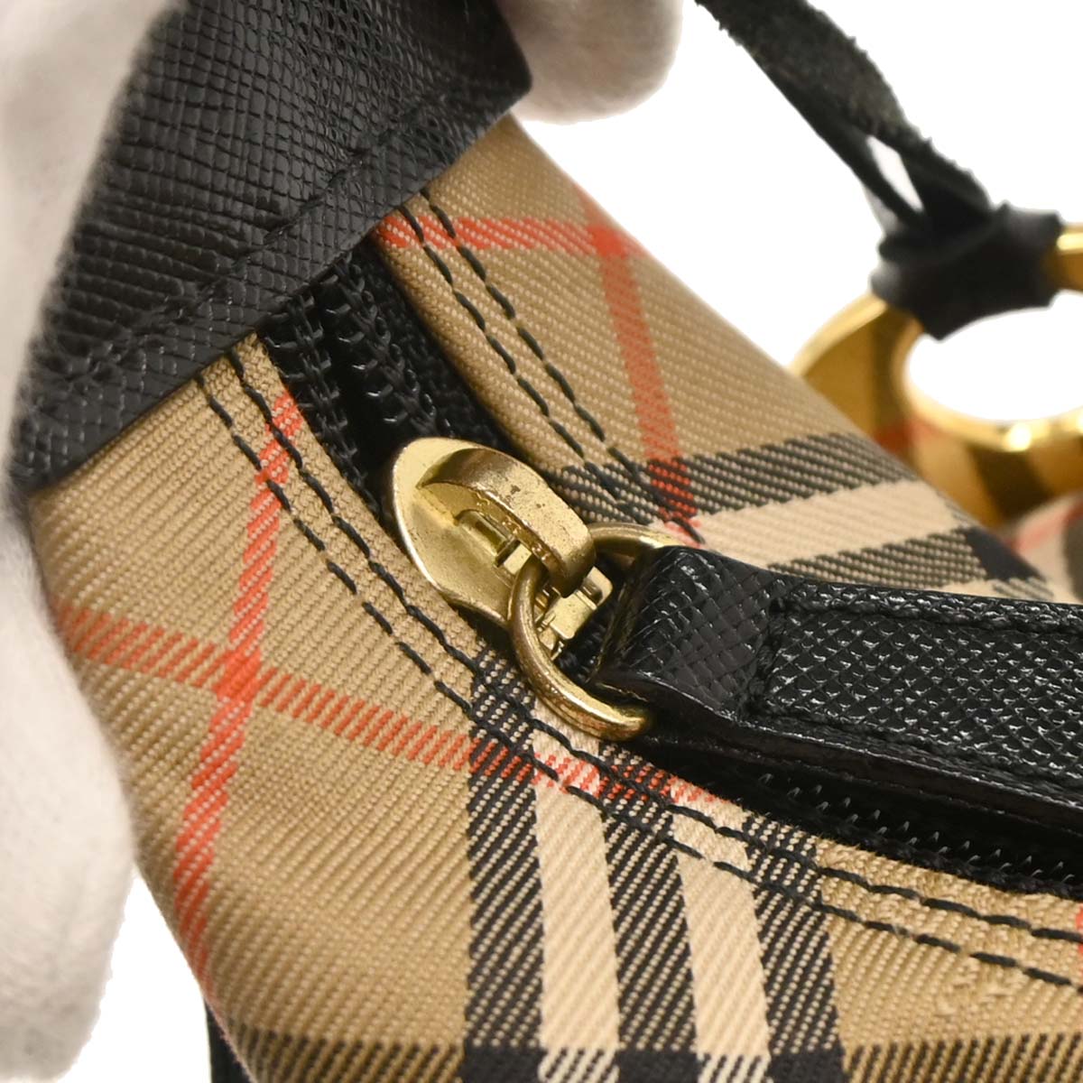 Burberry Beige Black Canvas House Check Handbag
