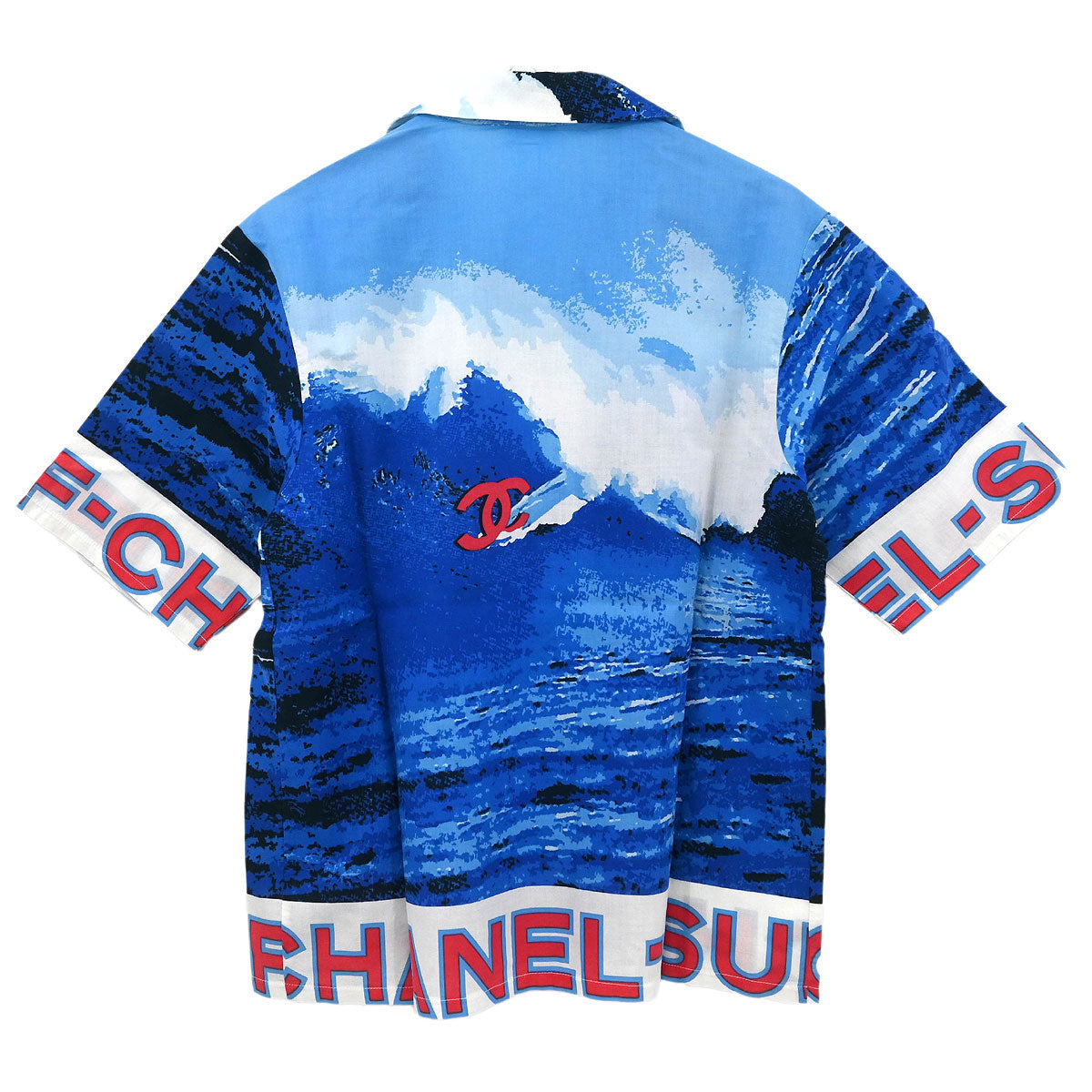 Chanel 2002 Surf Line Short Sleeve Shirt Top Blue #38