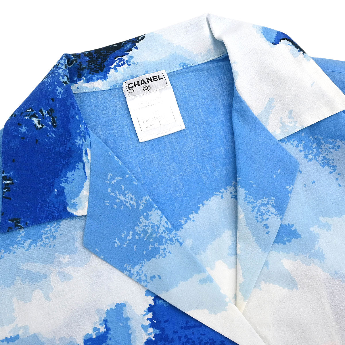 Chanel 2002 Surf Line Short Sleeve Shirt Top Blue #38