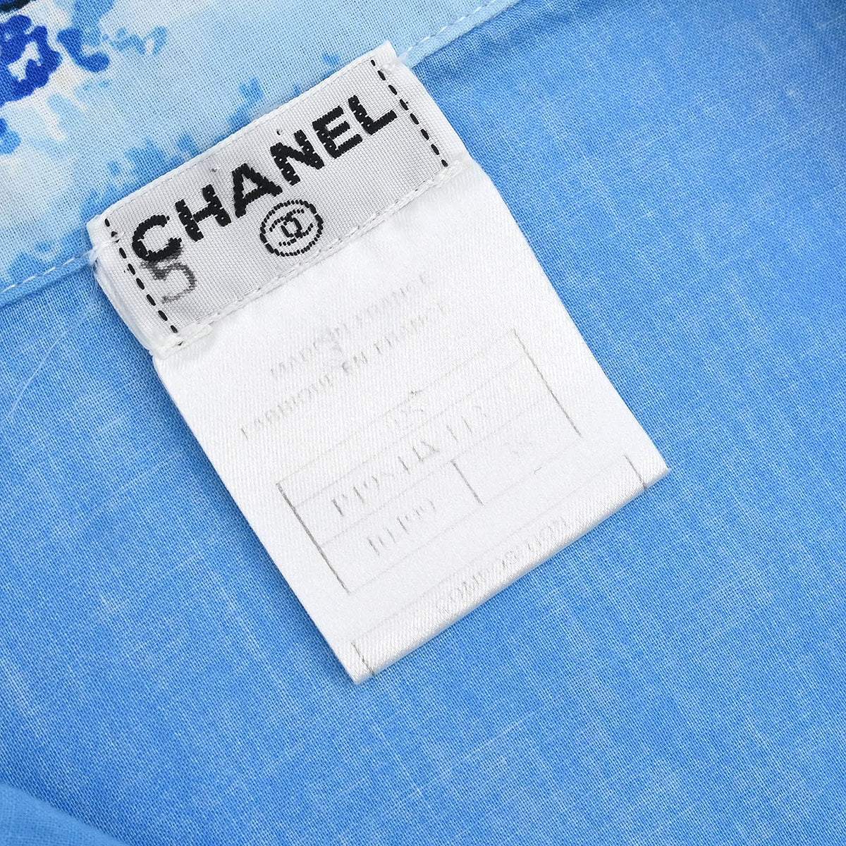 Chanel 2002 Surf Line Short Sleeve Shirt Top Blue #38