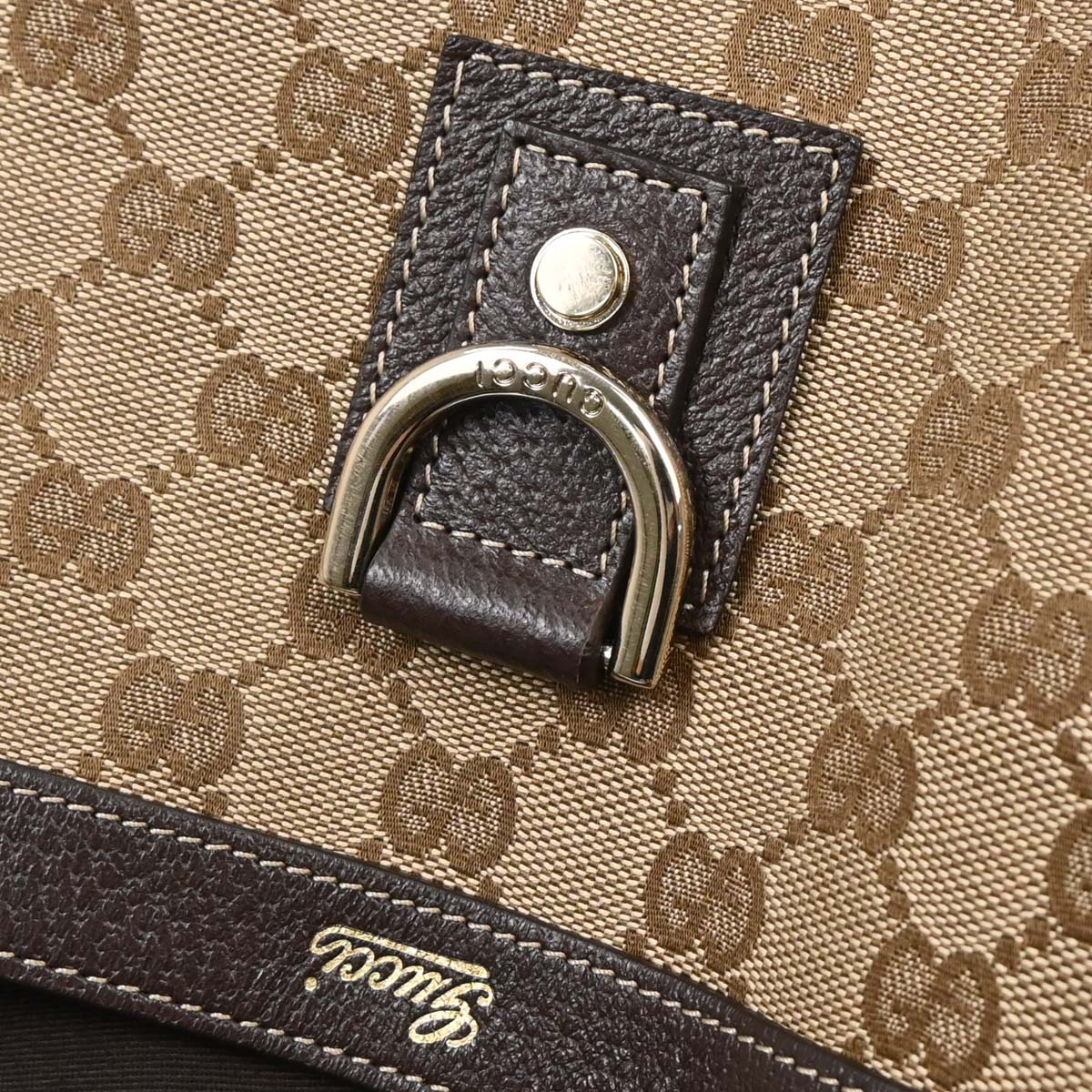 Gucci Beige Canvas GG Abbey D Ring Tote Handbag