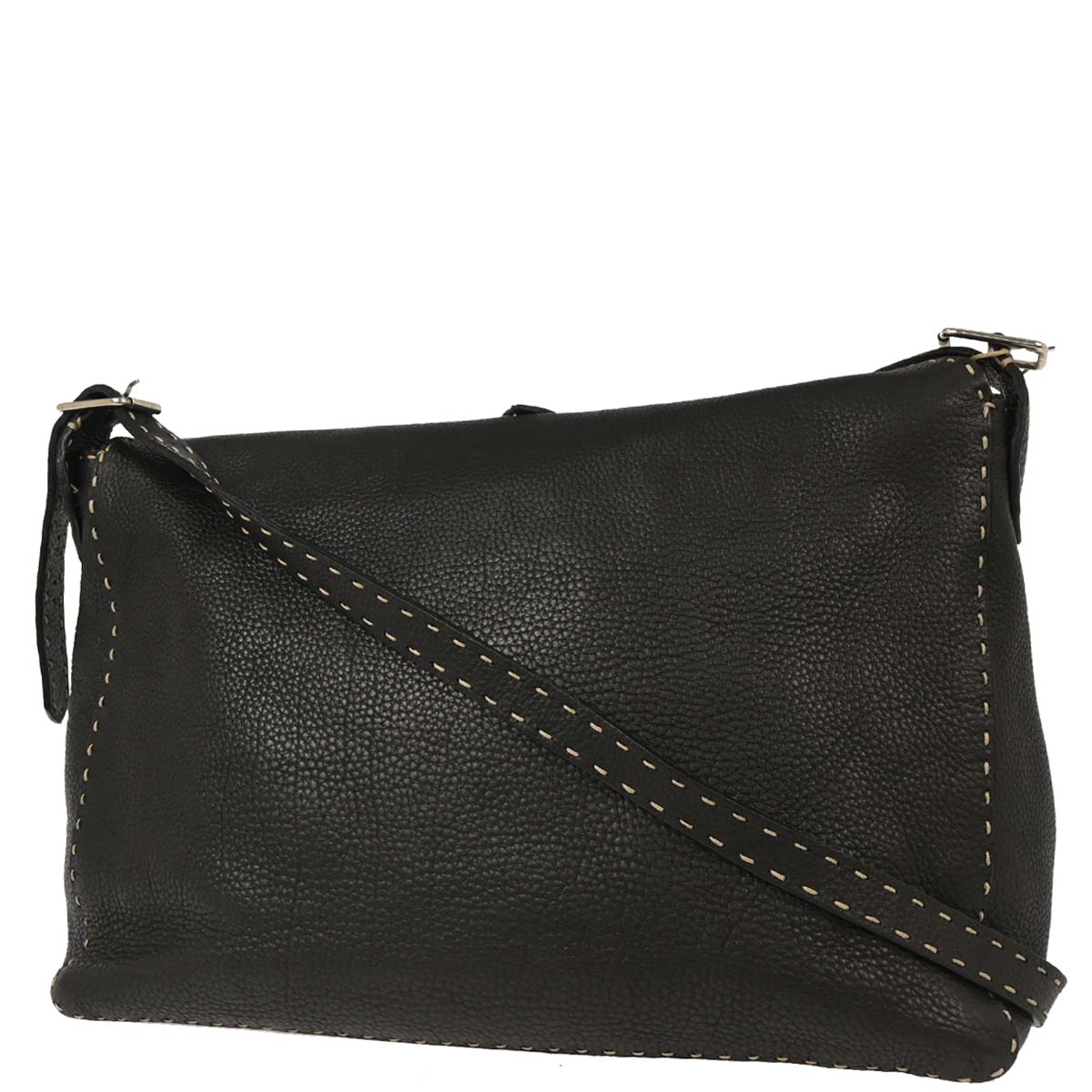 Fendi Black Leather Selleria Shoulder Bag