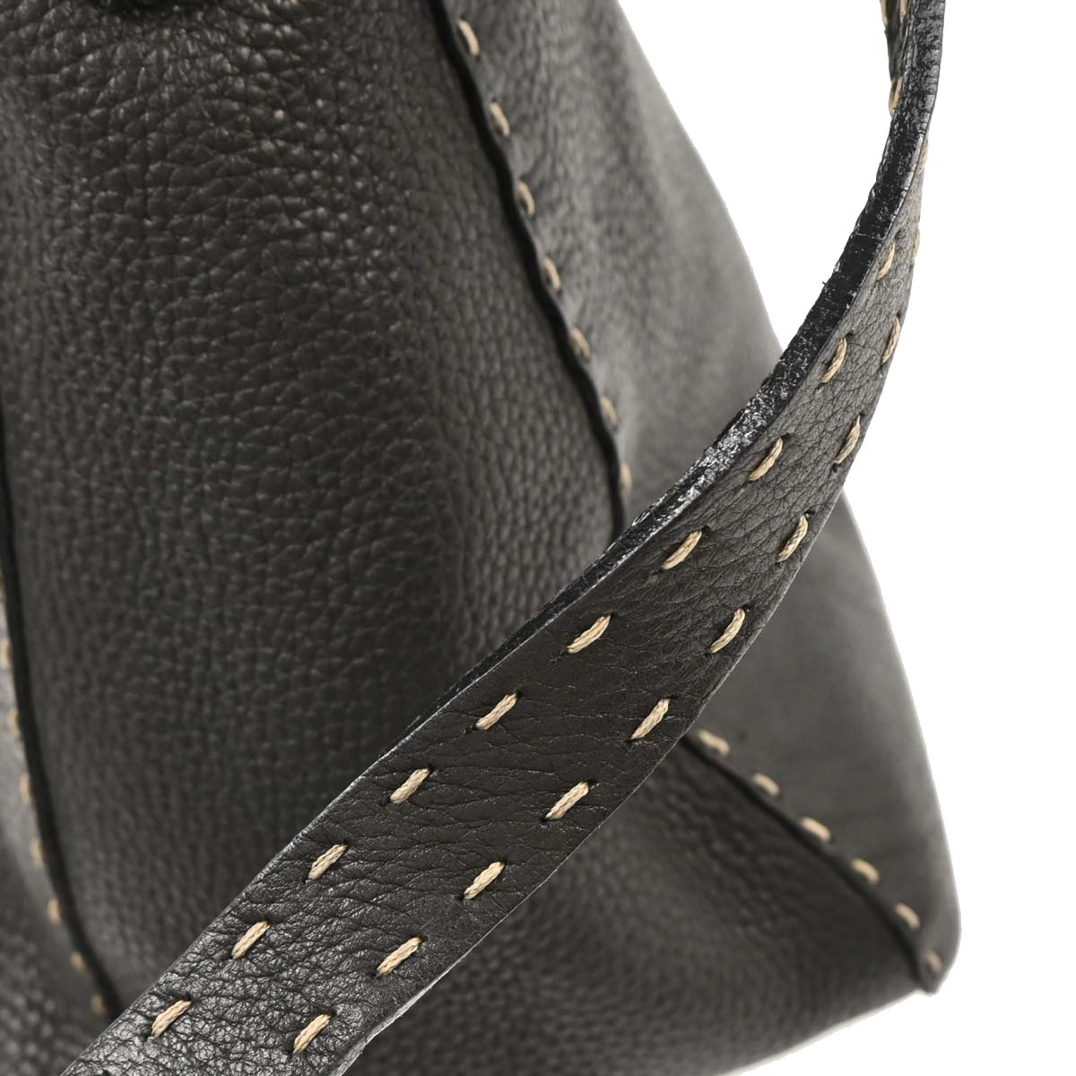 Fendi Black Leather Selleria Shoulder Bag