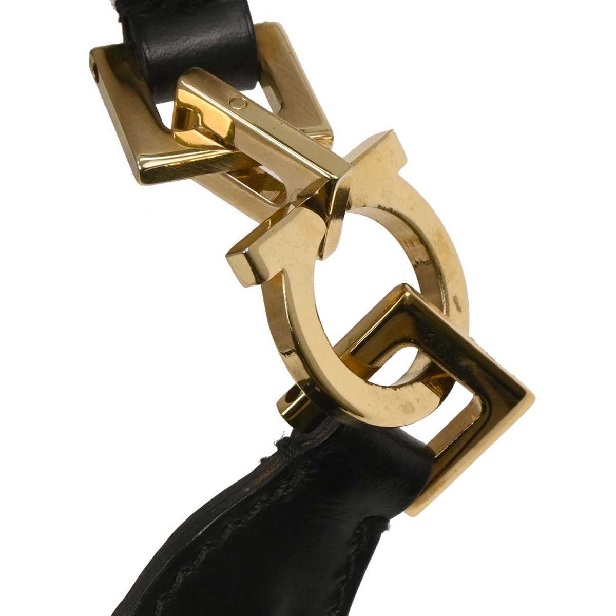 Salvatore Ferragamo Black Leather Gancini Handbag