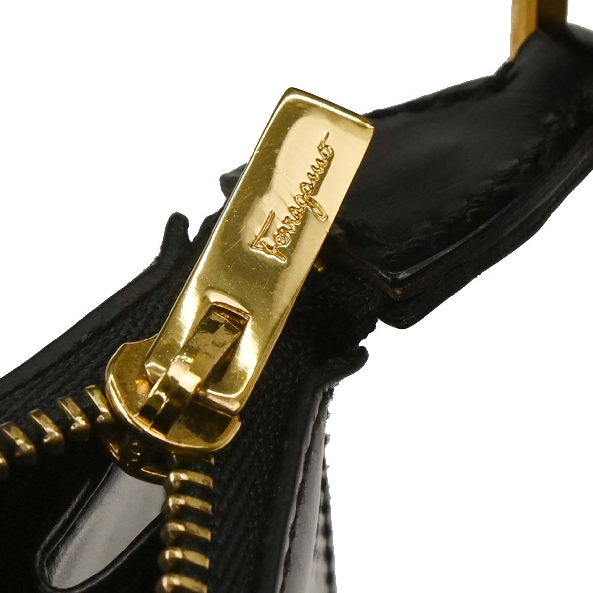 Salvatore Ferragamo Black Leather Gancini Handbag