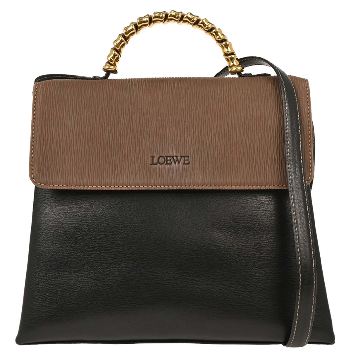Loewe Black Brown Leather Velazquez 2way Shoulder Handbag