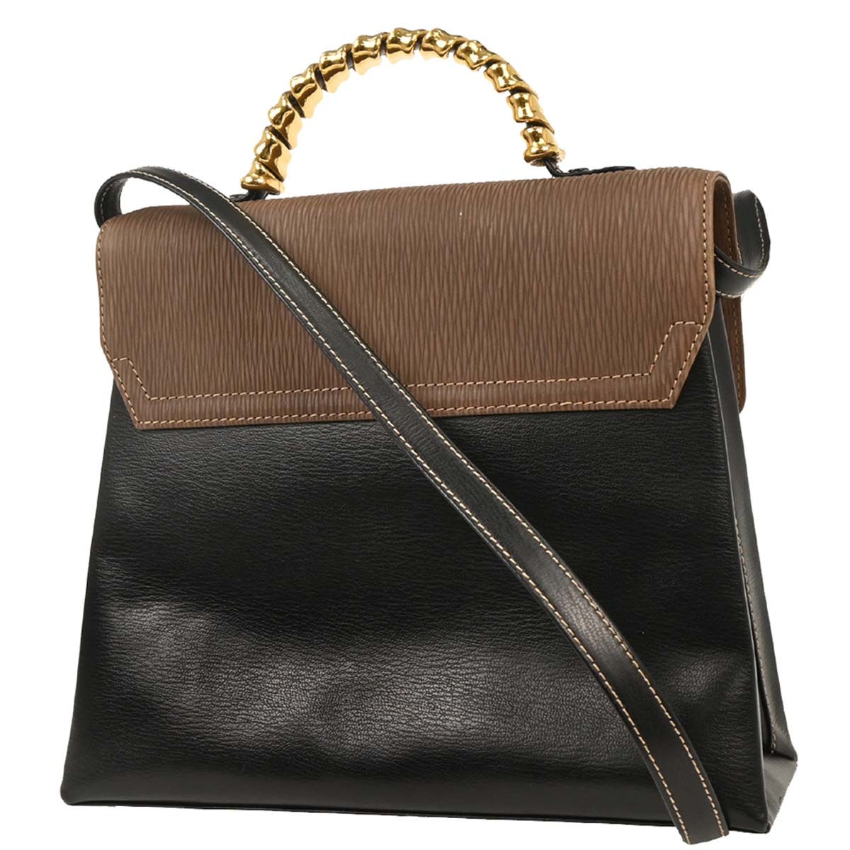 Loewe Black Brown Leather Velazquez 2way Shoulder Handbag