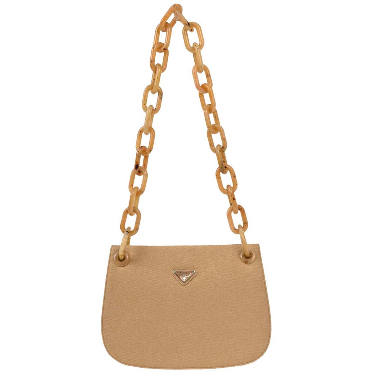 Prada Beige Canvas Shoulder Bag
