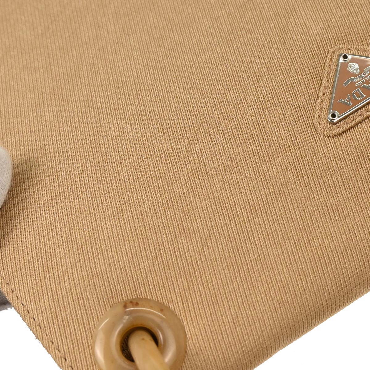 Prada Beige Canvas Shoulder Bag