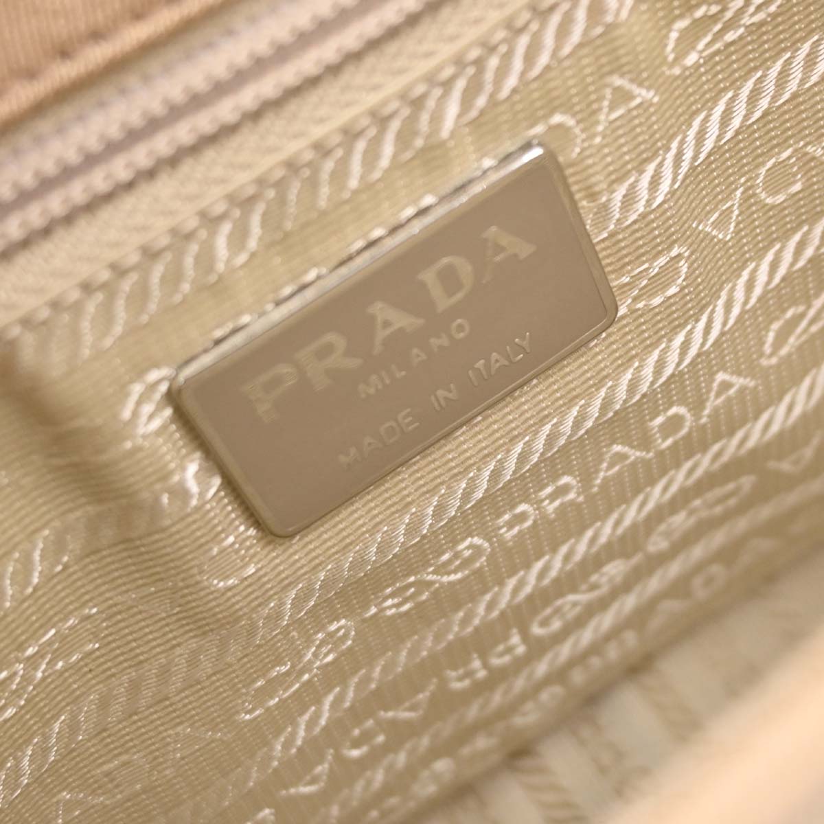 Prada Beige Canvas Shoulder Bag