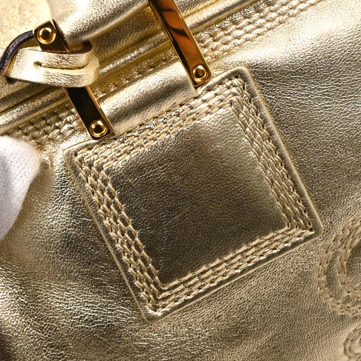 Loewe Metallic Gold Leather Amazona 28 Handbag