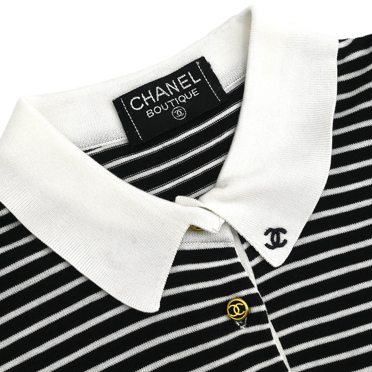 Chanel Short Sleeve Polo Shirt Top Black #42
