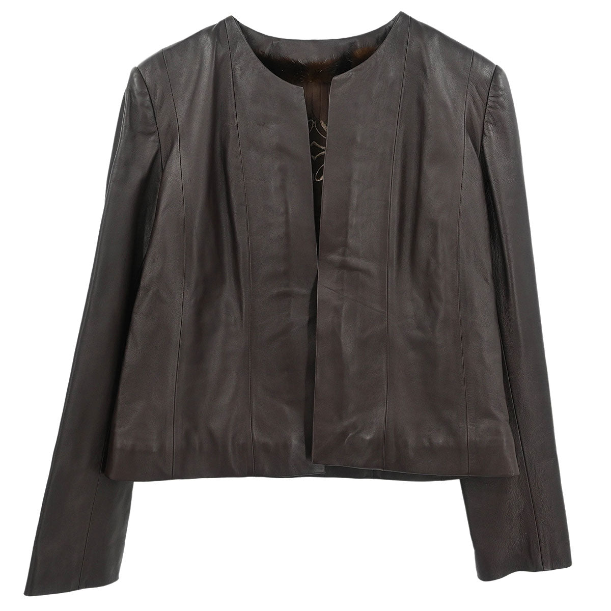 Loewe Collarless Jacket Dark Brown #40