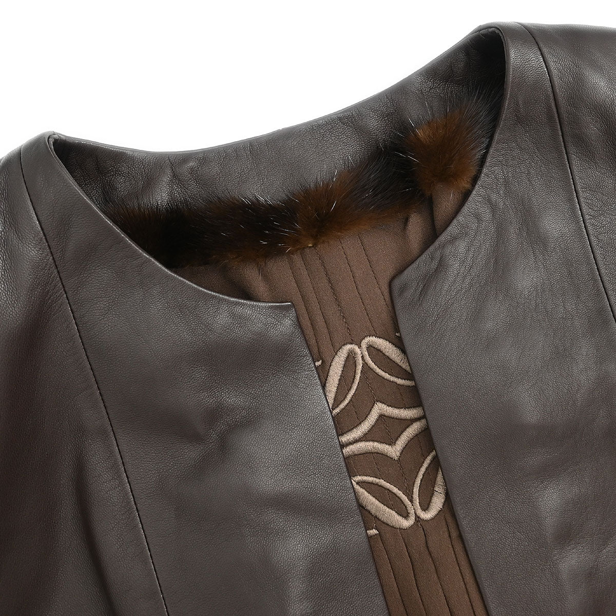Loewe Collarless Jacket Dark Brown #40