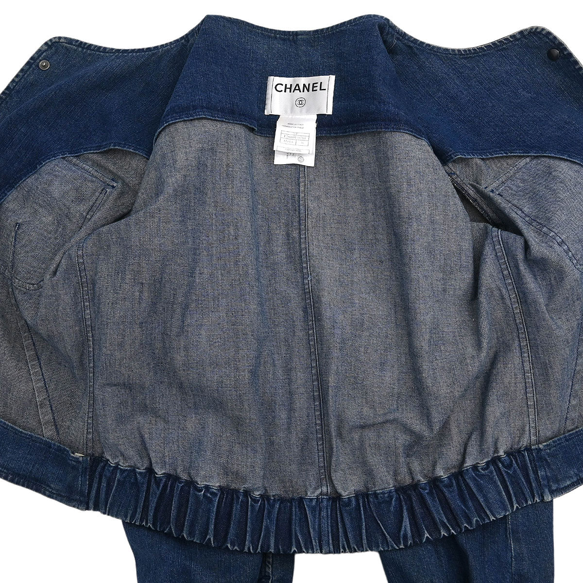 Chanel 2006 Collarless Denim Jacket Indigo #36