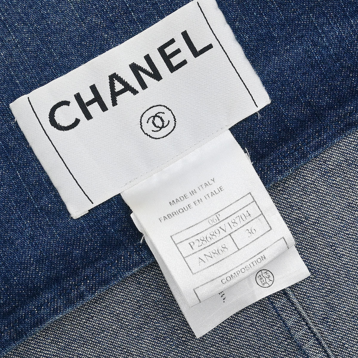 Chanel 2006 Collarless Denim Jacket Indigo #36