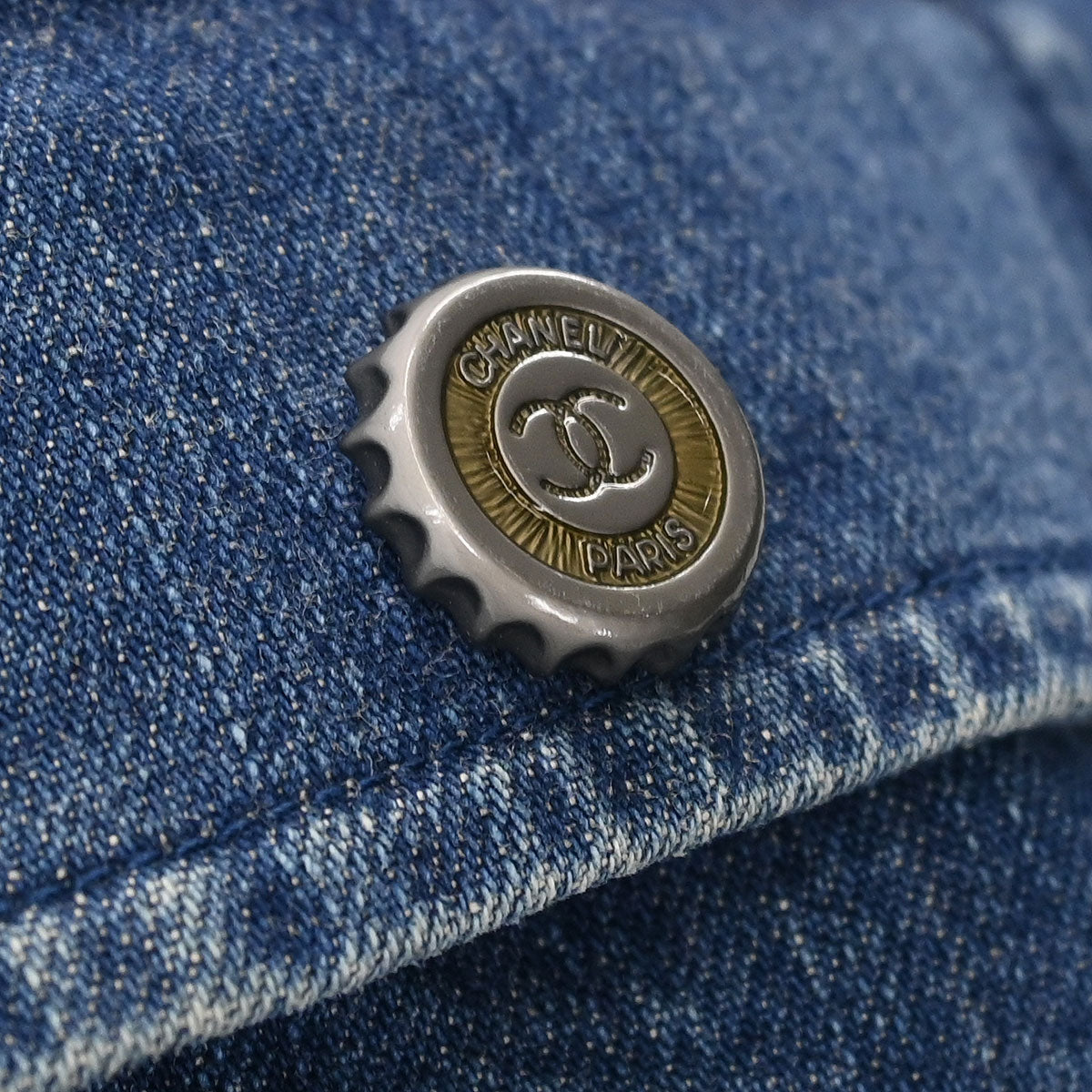 Chanel 2006 Collarless Denim Jacket Indigo #36