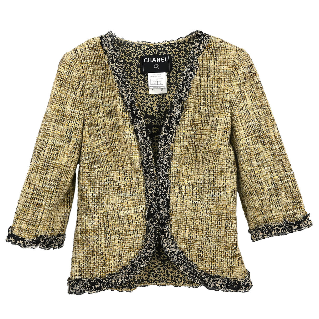 Chanel 2003 Collarless Jacket Beige #36