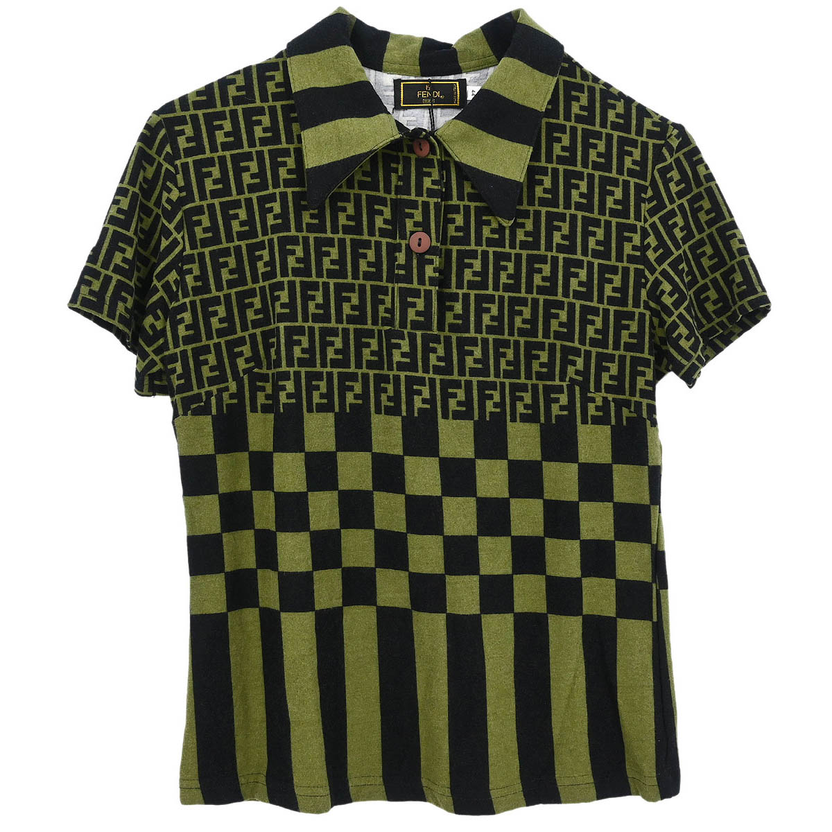Fendi Polo Shirt Top Zucca Dark Green #44