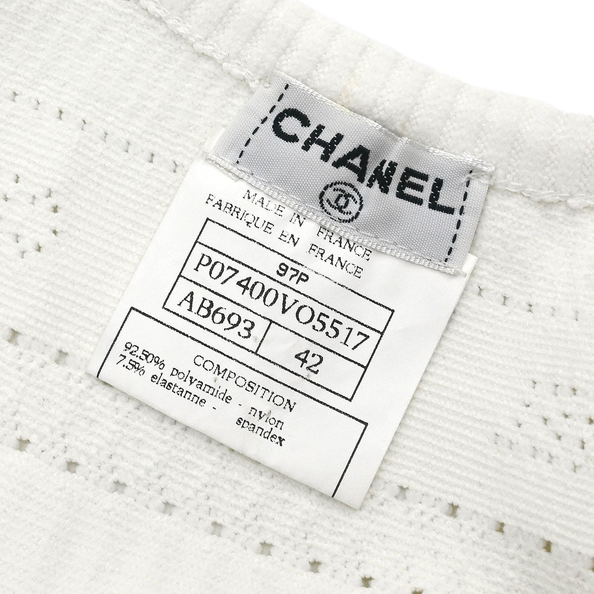 Chanel 1997 Sleeveless Tank Top White #42