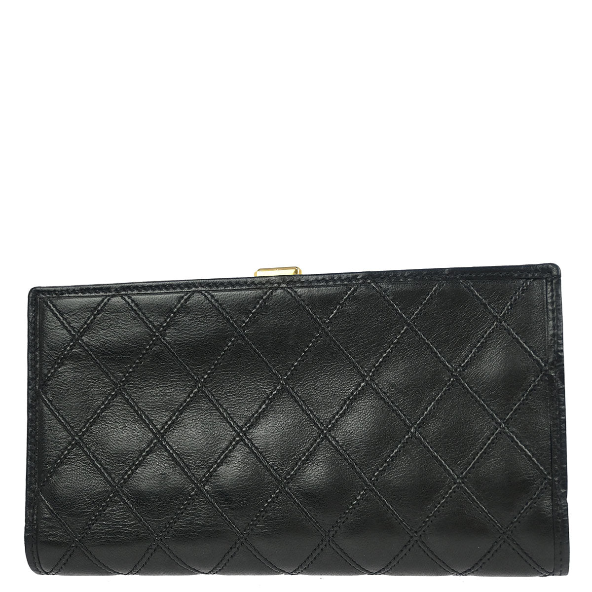Chanel 1996-1997 Black Lambskin Bicolore Long Wallet Purse