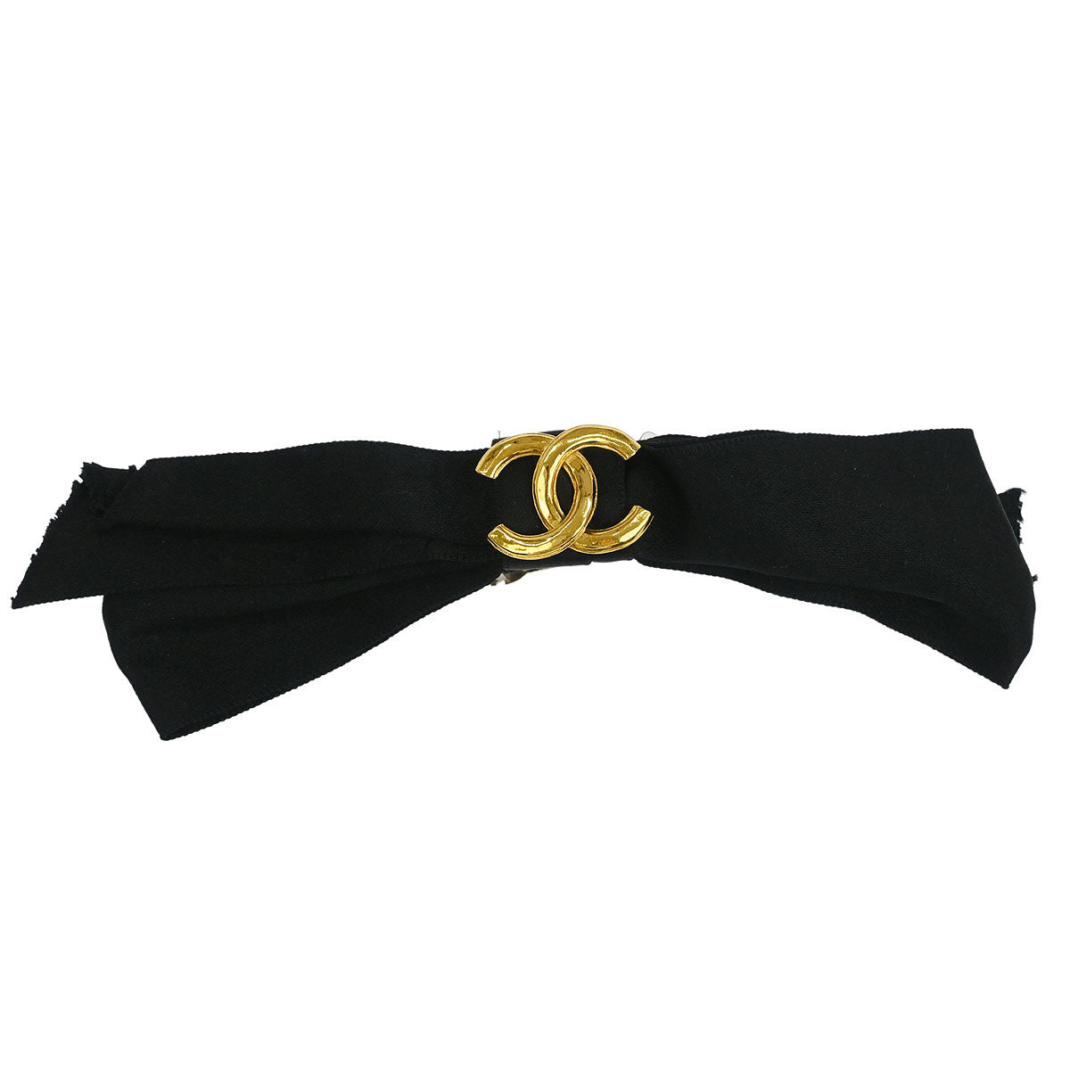 Chanel Bow Hair Barrette Black Satin Hair Accessories