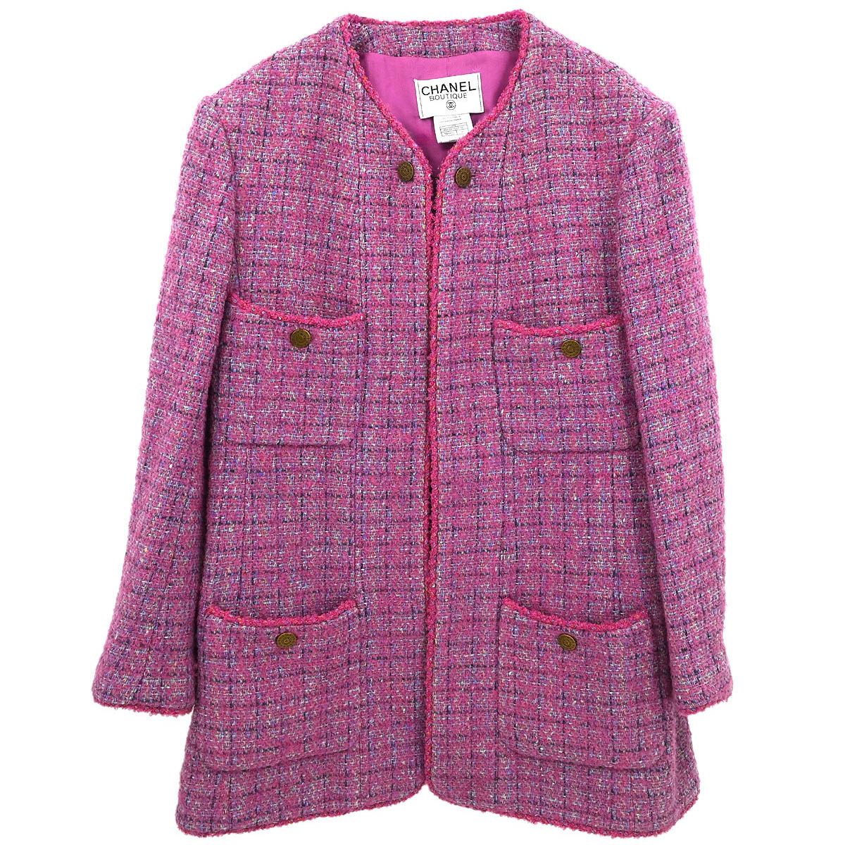 Chanel 1997 Single Breasted Coat Pink #46