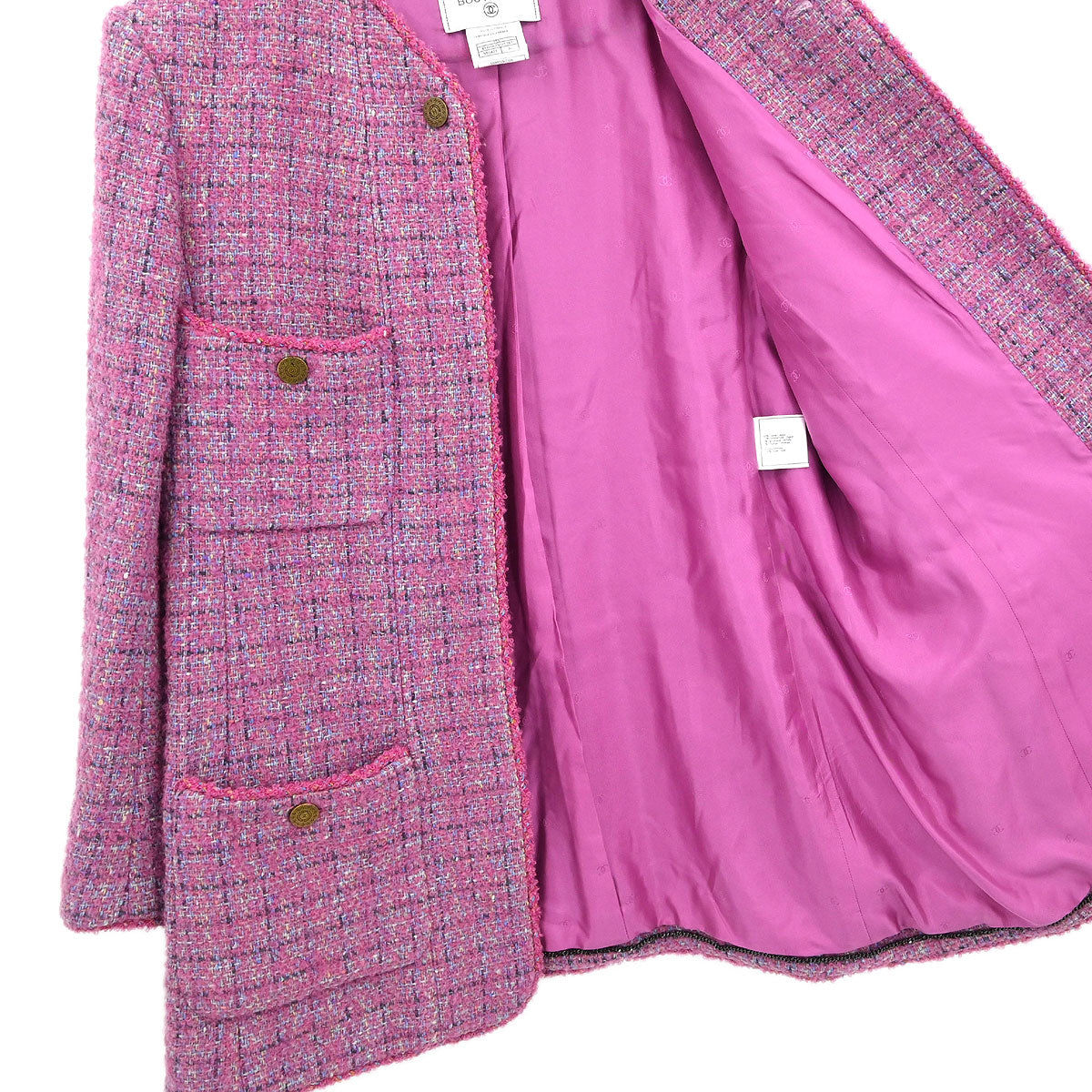 Chanel 1997 Single Breasted Coat Pink #46