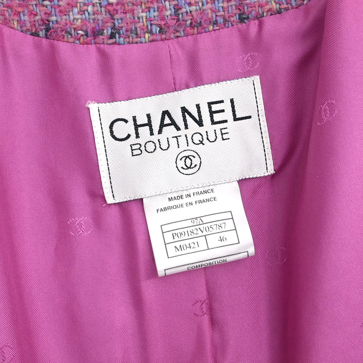 Chanel 1997 Single Breasted Coat Pink #46