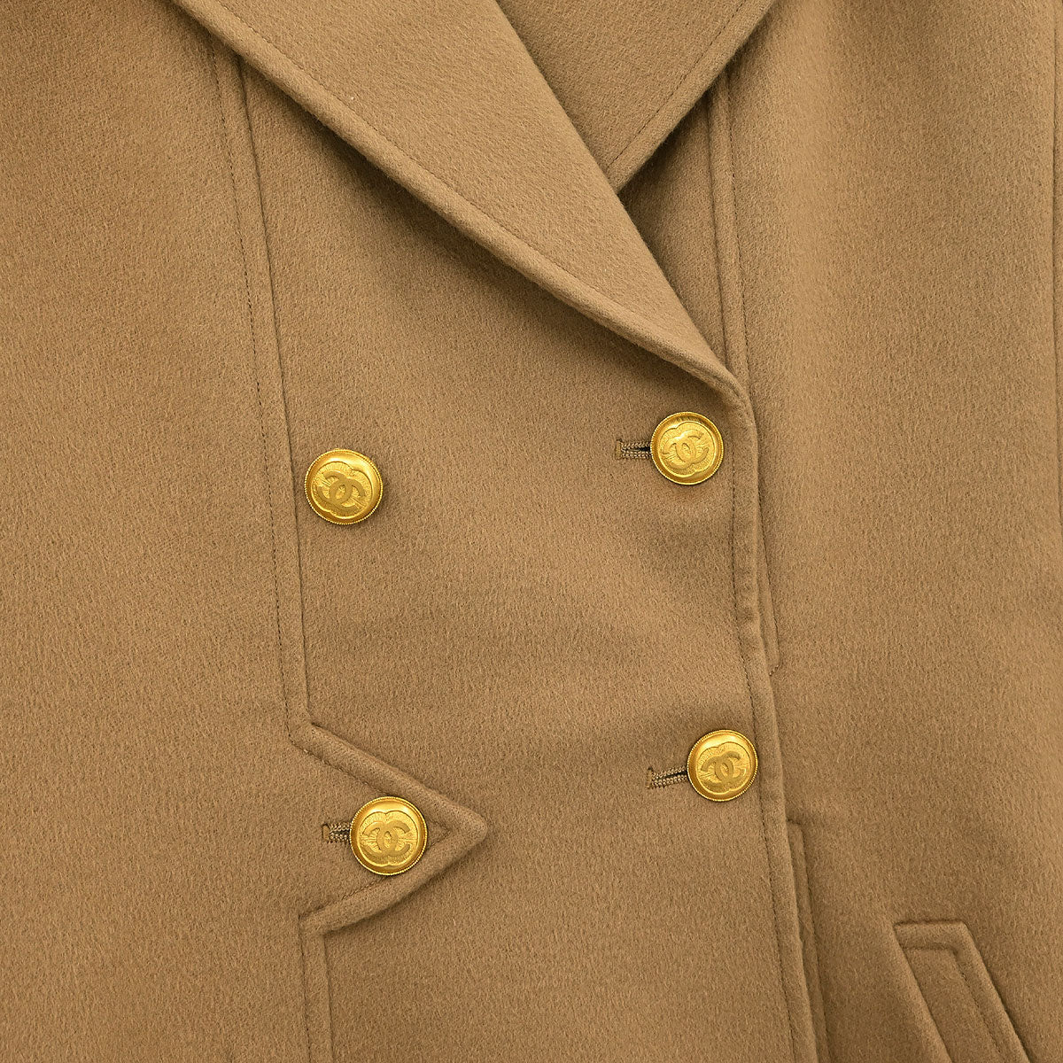 Chanel Double Breasted Jacket Beige