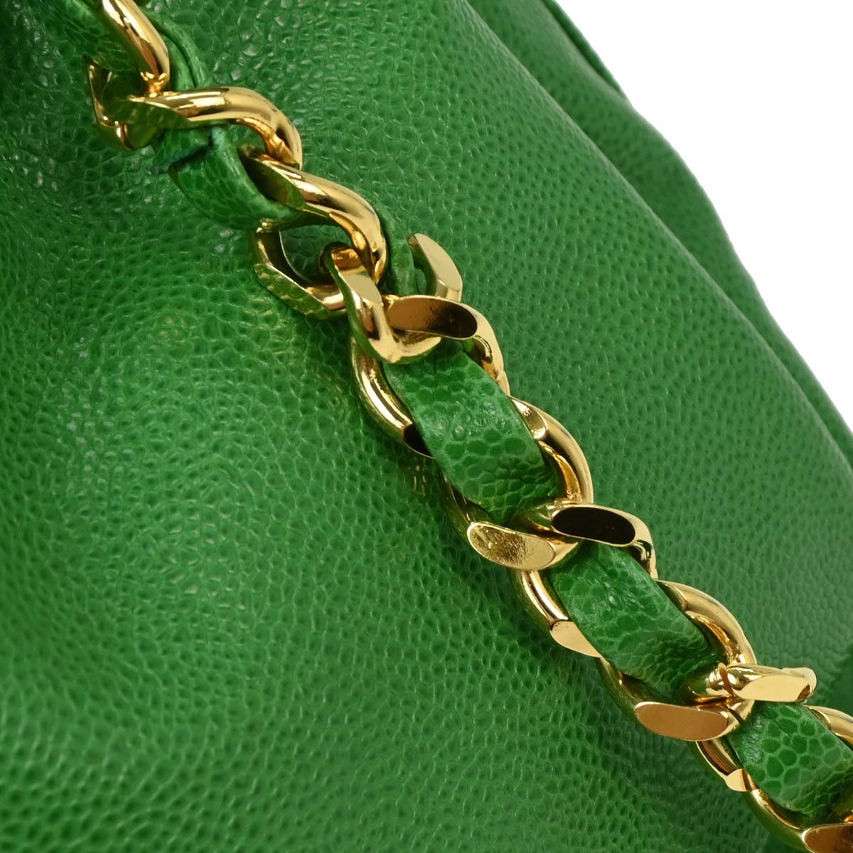 Chanel Green Caviar Bucket Shoulder Bag