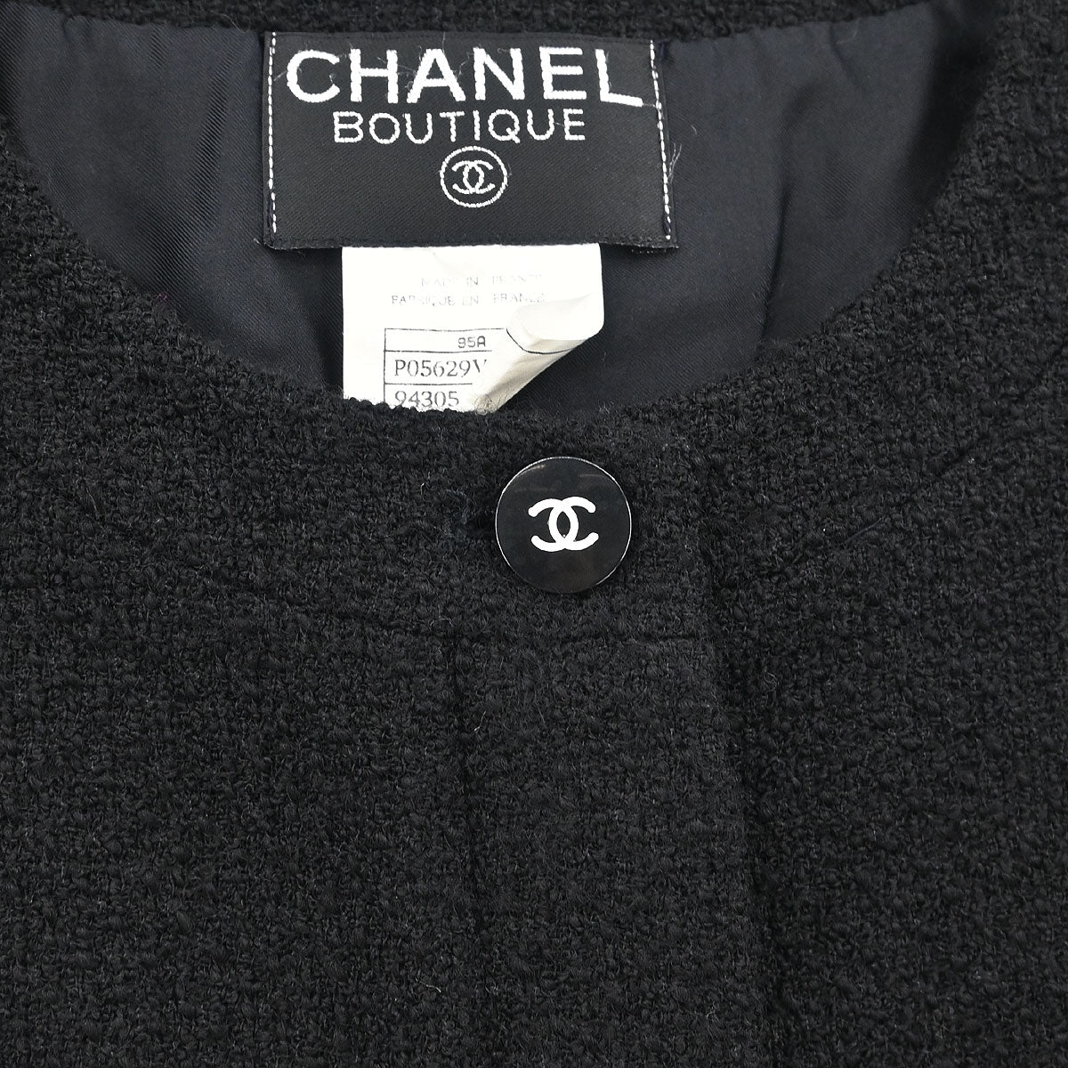 Chanel 1995 Single Breasted Collarless Jacket Black #40
