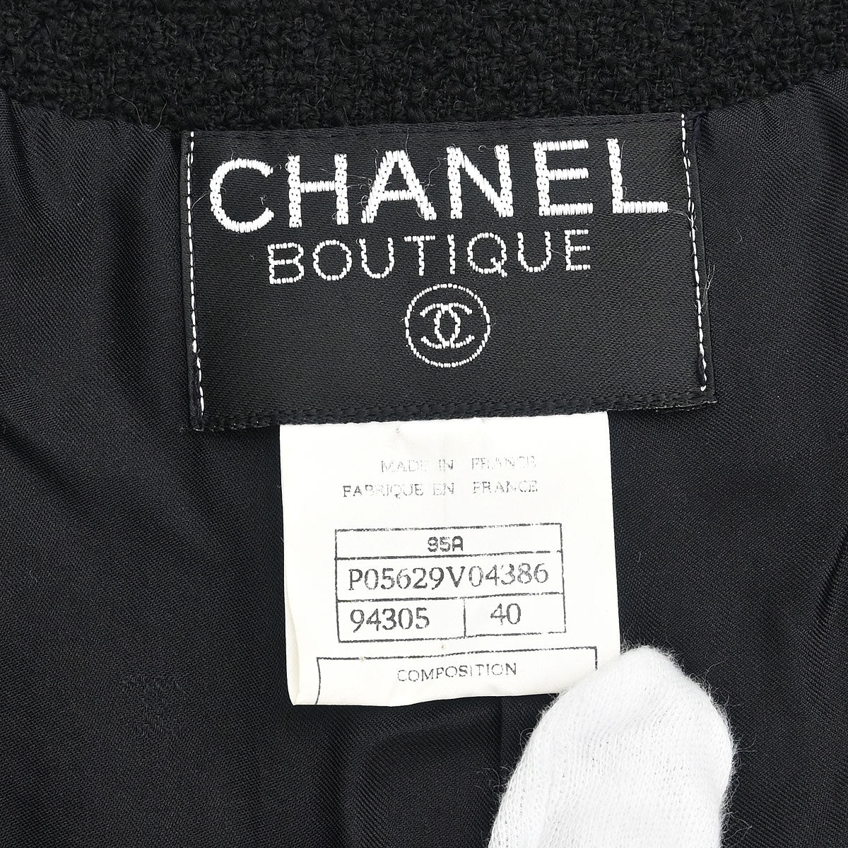 Chanel 1995 Single Breasted Collarless Jacket Black #40