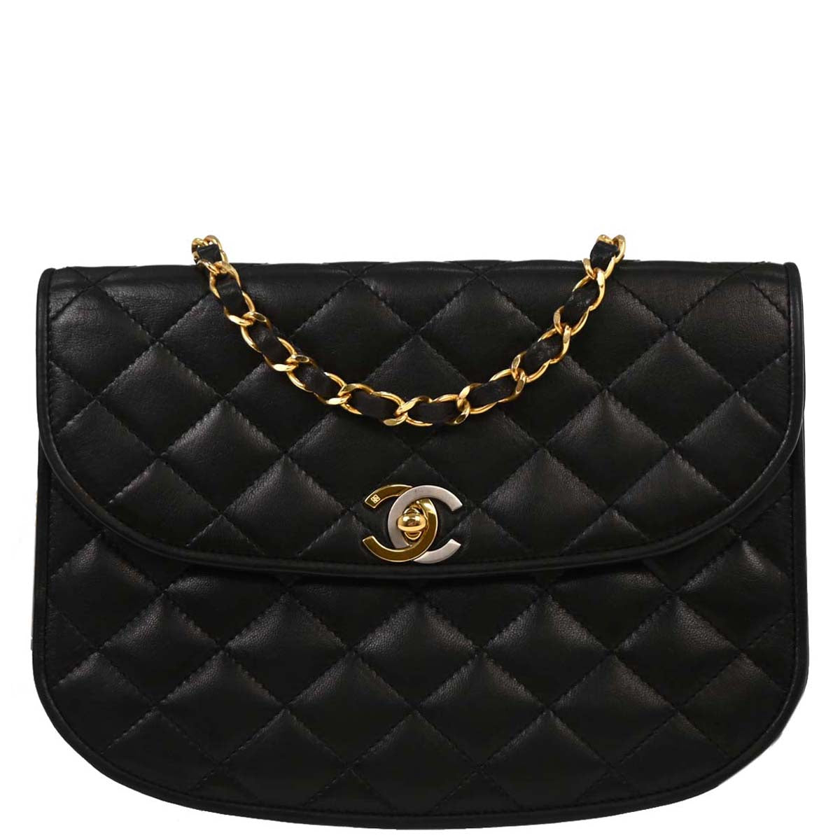 Chanel 1994-1996 Black Lambskin Paris Shoulder Bag