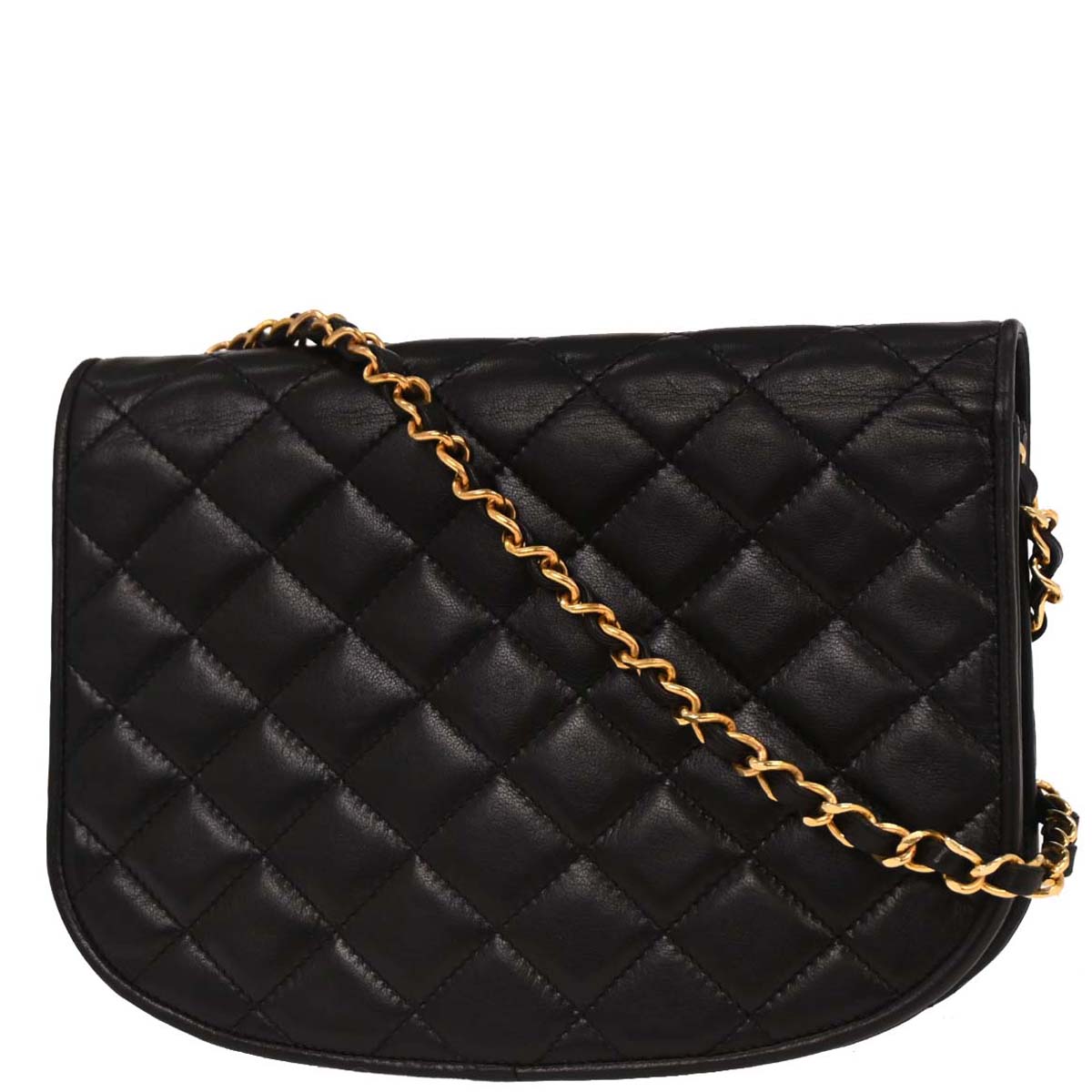 Chanel 1994-1996 Black Lambskin Paris Shoulder Bag