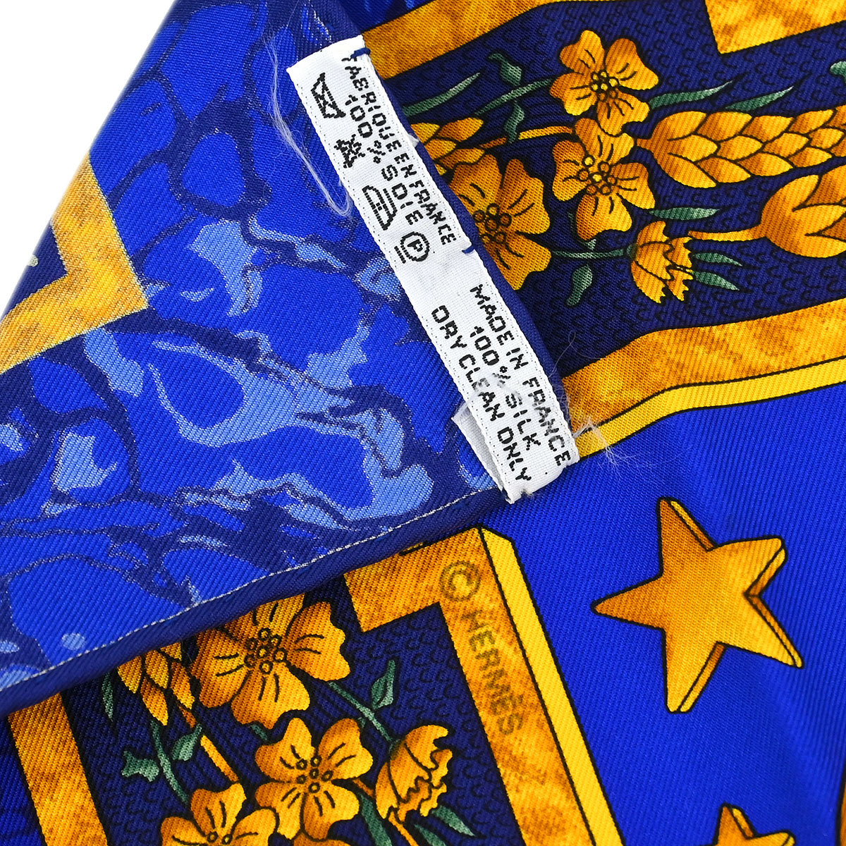 Hermes Scarf Carre 90 Carpe Diem Blue Small Good