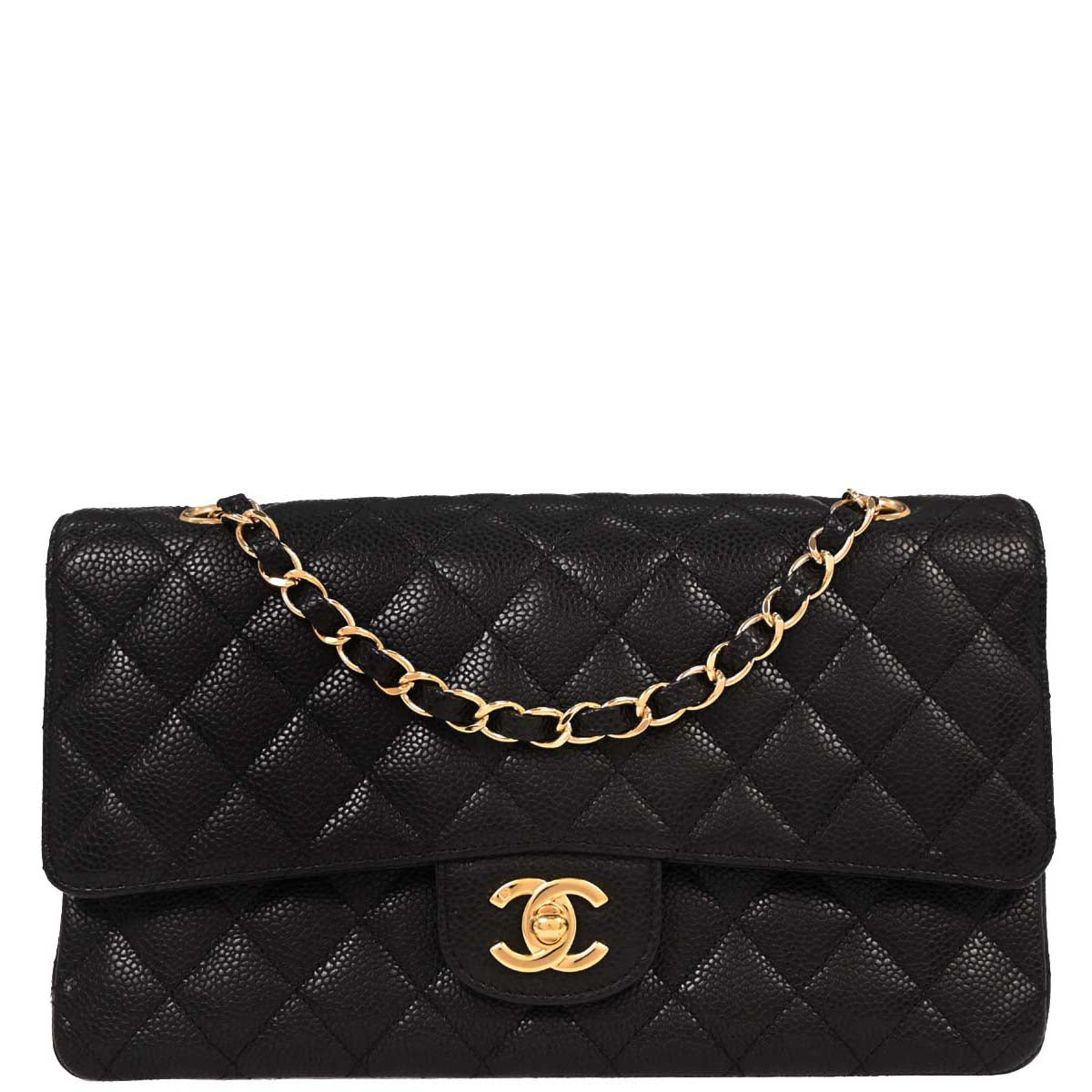 Chanel 2008-2009 Black Calfskin Medium Classic Double Flap Shoulder Bag