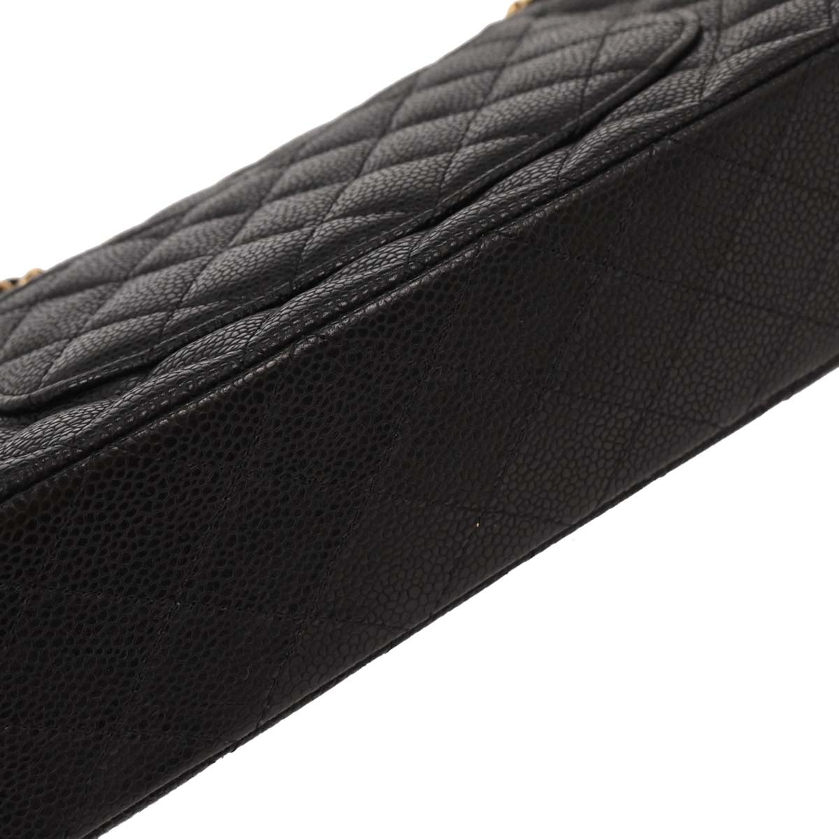 Chanel 2008-2009 Black Calfskin Medium Classic Double Flap Shoulder Bag
