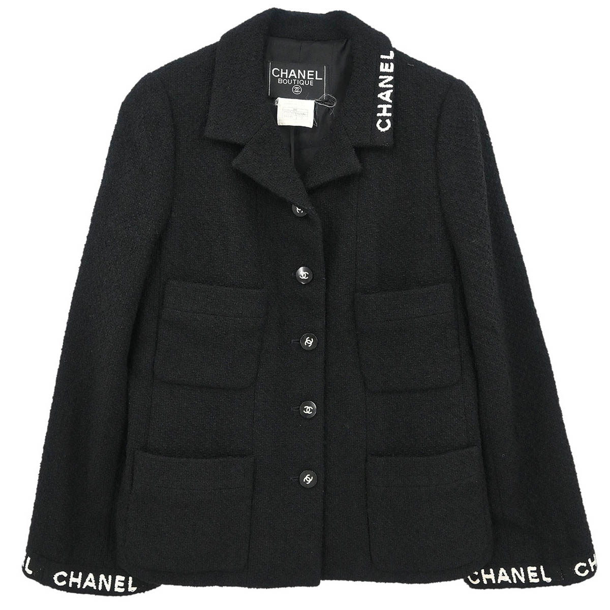 Chanel 1995 Single Breasted Jacket Black #38