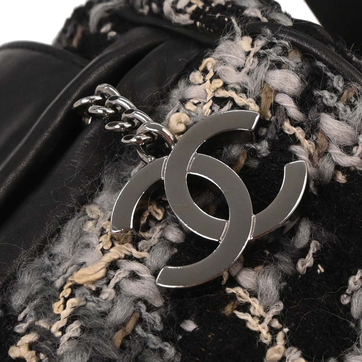 Chanel 2005-2006 Black Tweed Camellia Shoulder Bag