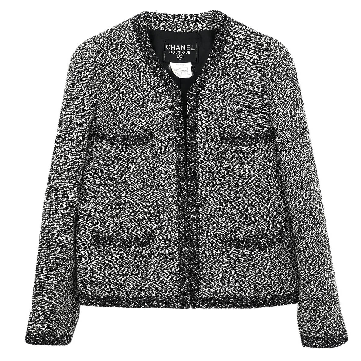 Chanel 1997 Collarless Jacket Black #36
