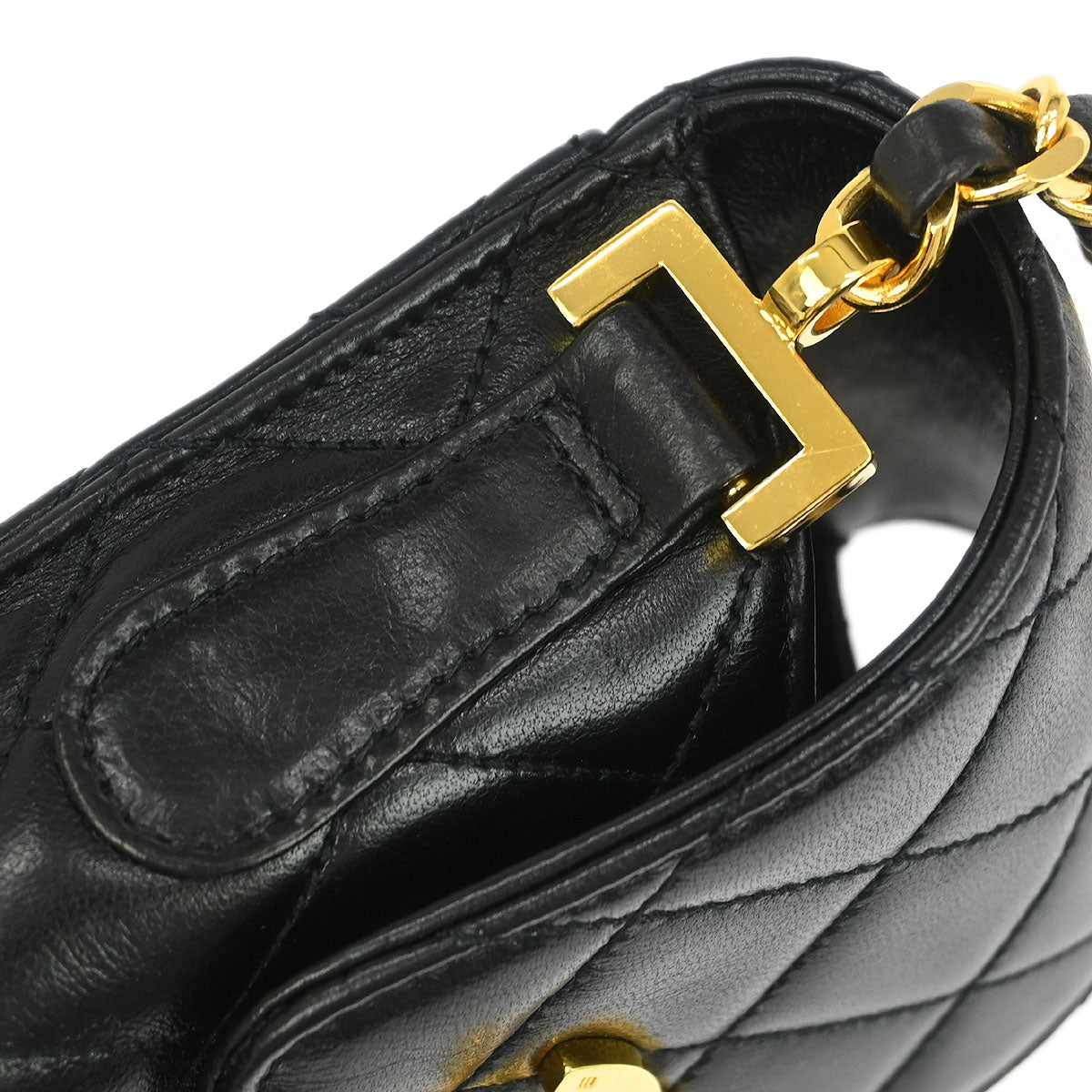 Chanel 1994-1996 Black Lambskin Chain Shoulder Bag Pochette Case