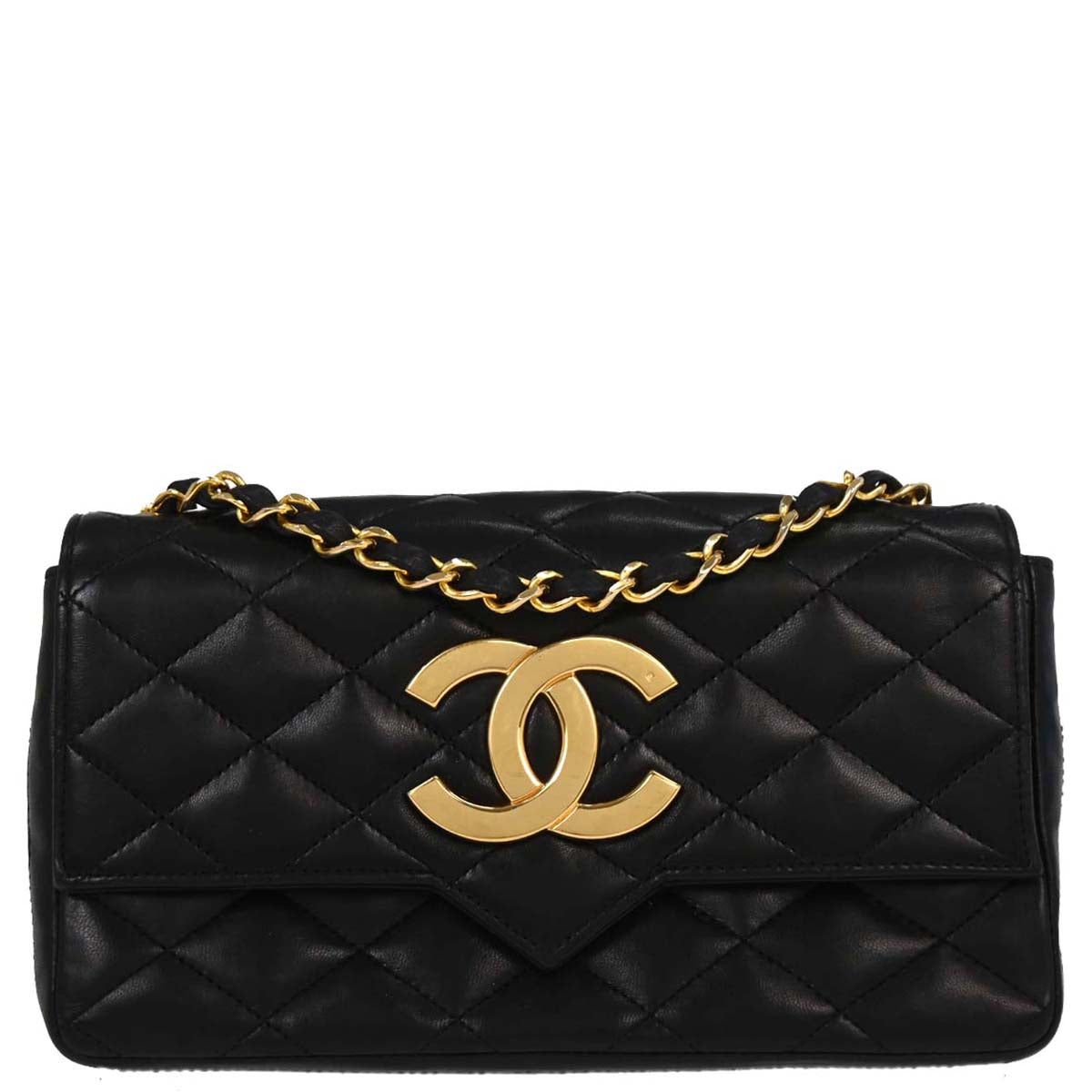 Chanel 1986-1988 Black Lambskin Shoulder Bag