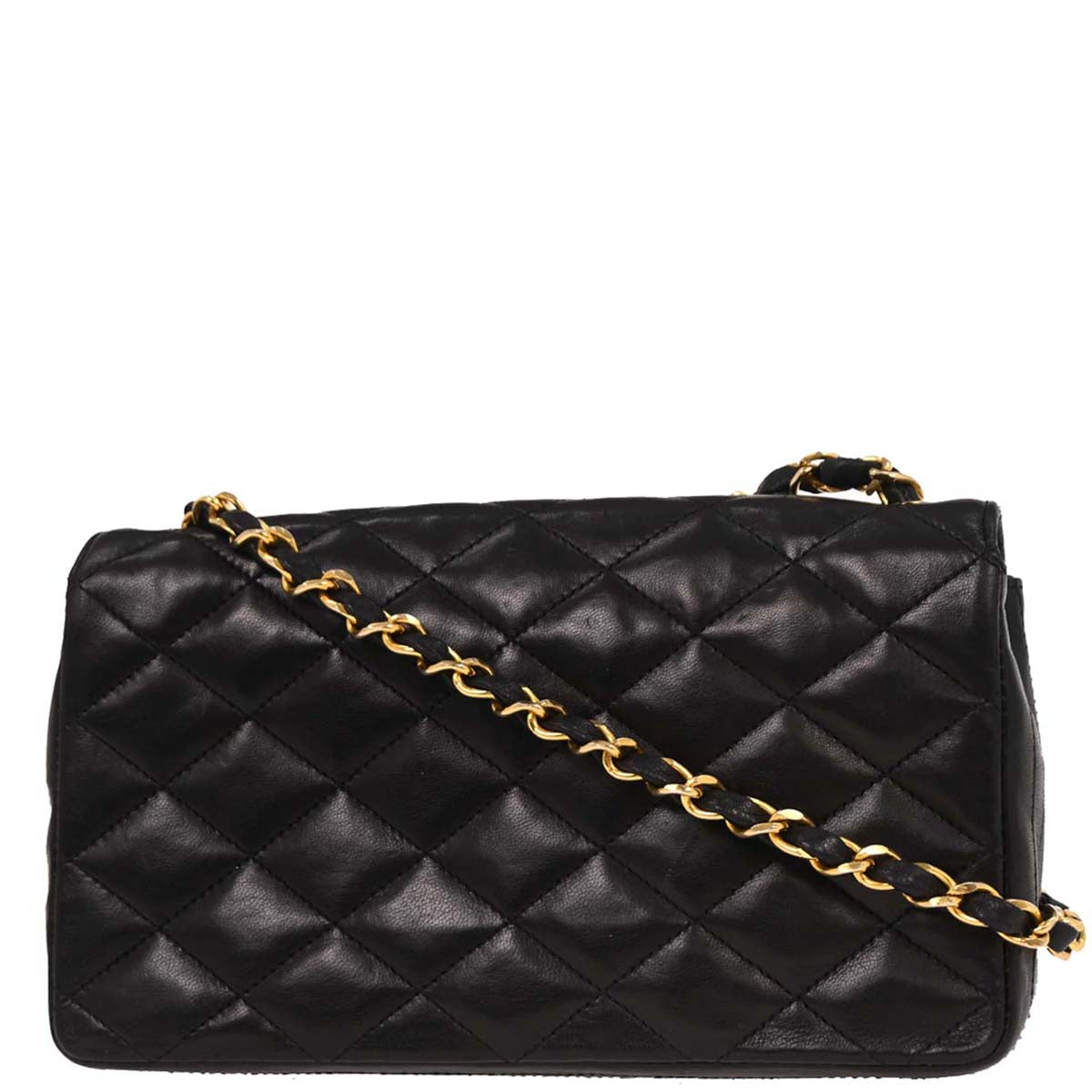 Chanel 1986-1988 Black Lambskin Shoulder Bag