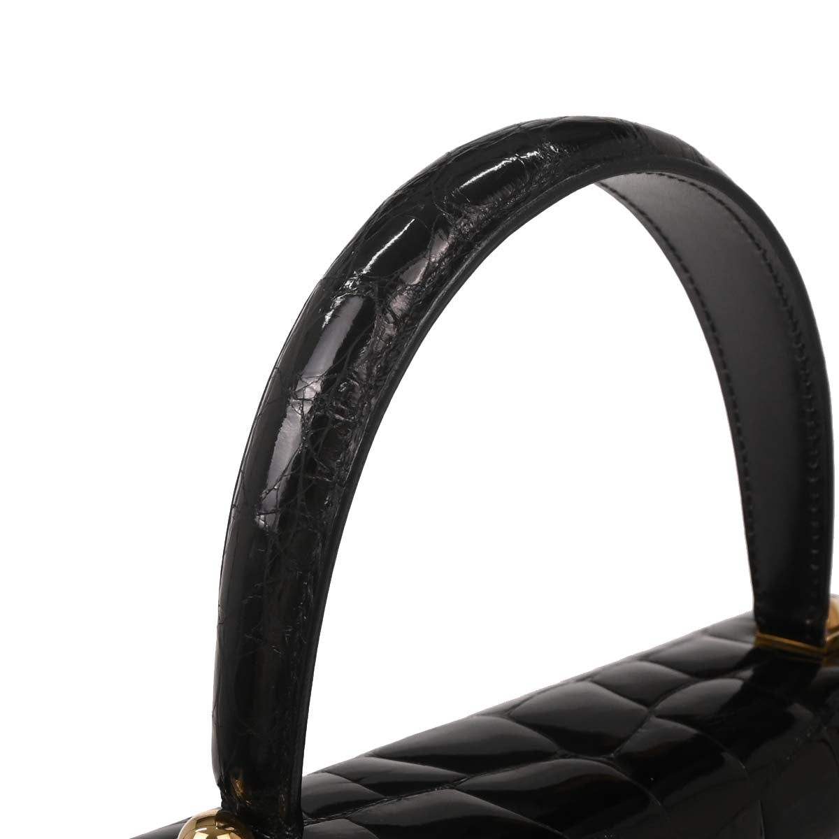 Salvatore Ferragamo * Black Crocodile Gancini 2way Shoulder Handbag