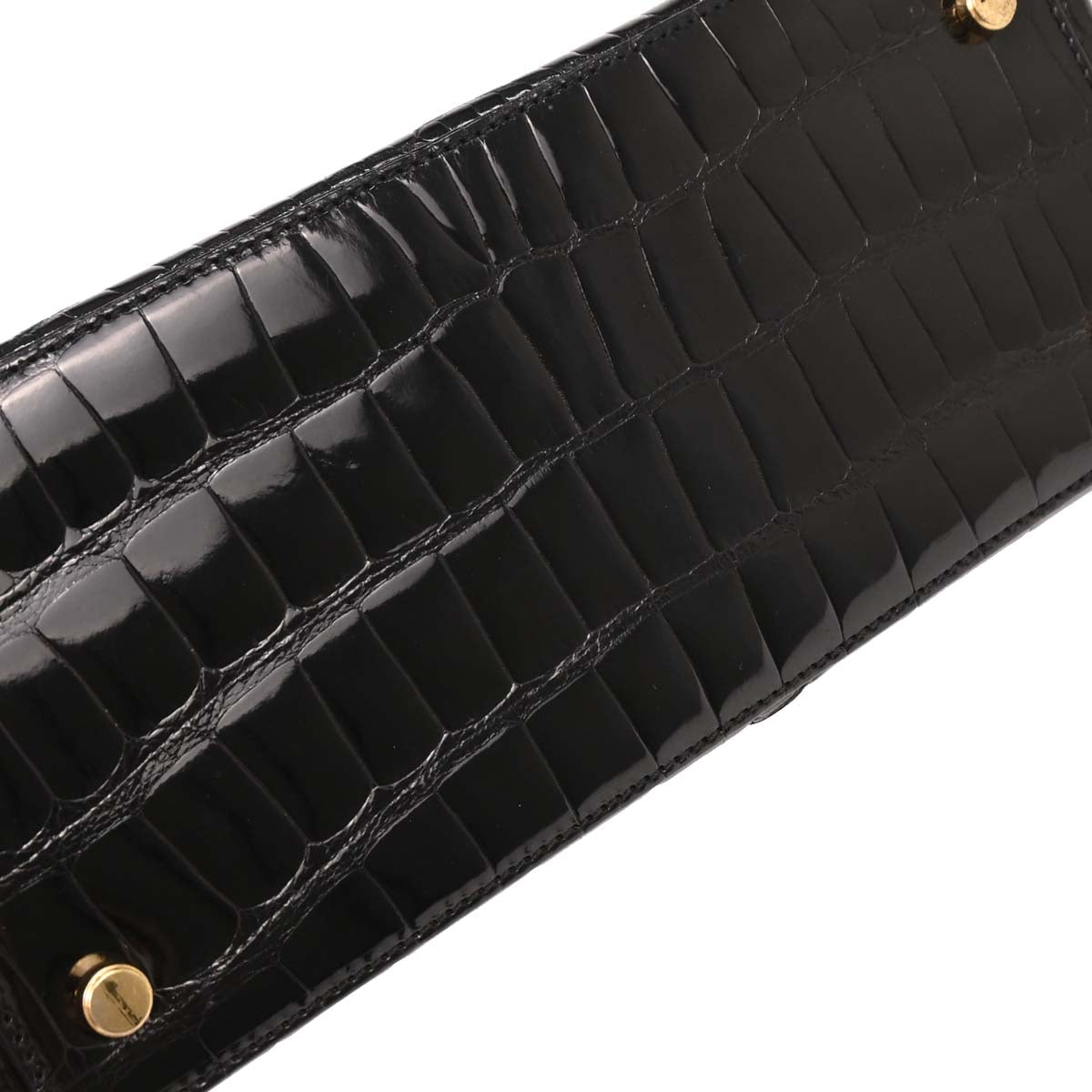 Salvatore Ferragamo * Black Crocodile Gancini 2way Shoulder Handbag
