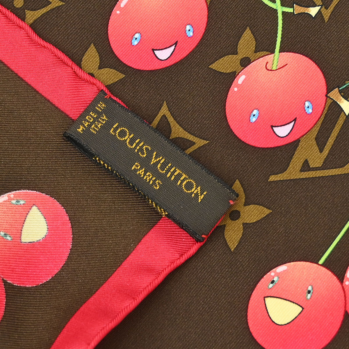 Louis Vuitton Brown Monogram Cherry Scarf 85 M71962 Small Good