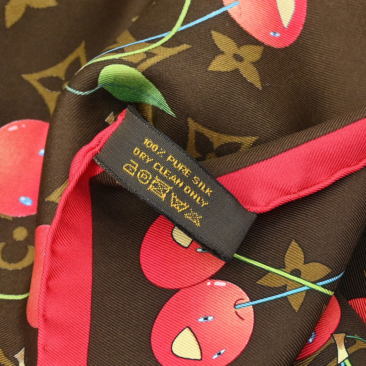 Louis Vuitton Brown Monogram Cherry Scarf 85 M71962 Small Good