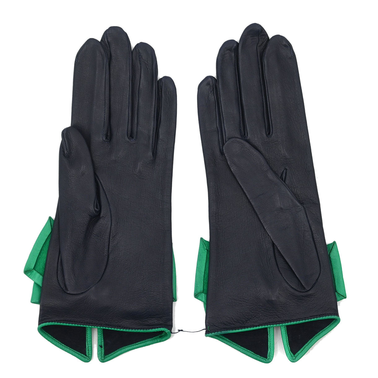 Hermes Navy Leather Bow Gloves #7